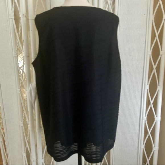 Jones New York Top Black Scoop Neck Wavy Line Texture Fully Lined Plus size 2X - Picture 5 of 15